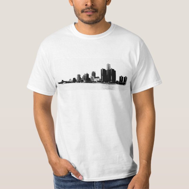 T-shirt Foto da skyline de Detroit (Frente)