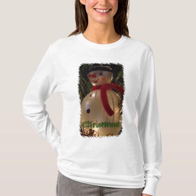 T-shirt Foto de Snowman de Natal (Frente)