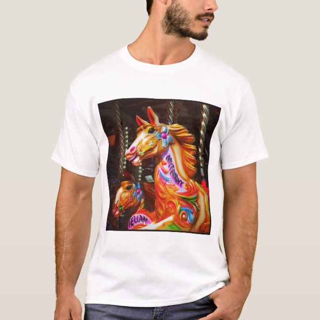 T-shirt Foto Quadrada - Cavalos de Carrossel 02 (Frente)