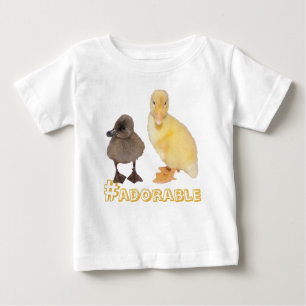 T-shirt Fotografia de Ducklings Amarelo e Cinza Adorável
