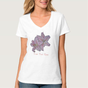 T-shirt fotografia floral de flores lírios cor-de-rosa