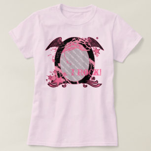 T-shirt fotográfica personalizável, cor-de-rosa
