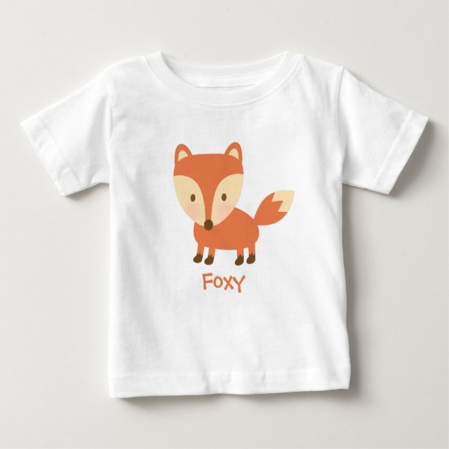 T-shirt Fox alaranjado bonito da floresta para bebês (Frente)