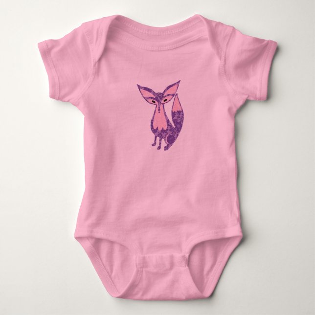 T-shirt Fox em roxo & cor-de-rosa laçado (Frente)