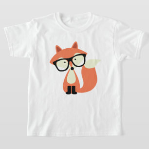 T-shirt Fox vermelho do hipster bonito