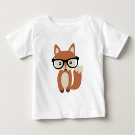 T-shirt Fox w/Glasses do bebê do hipster