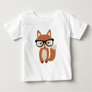 T-shirt Fox w/Glasses do bebê do hipster