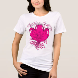 T-shirt Framboesa Rosa Deliciosa Corações Bonitos Tutu Cut