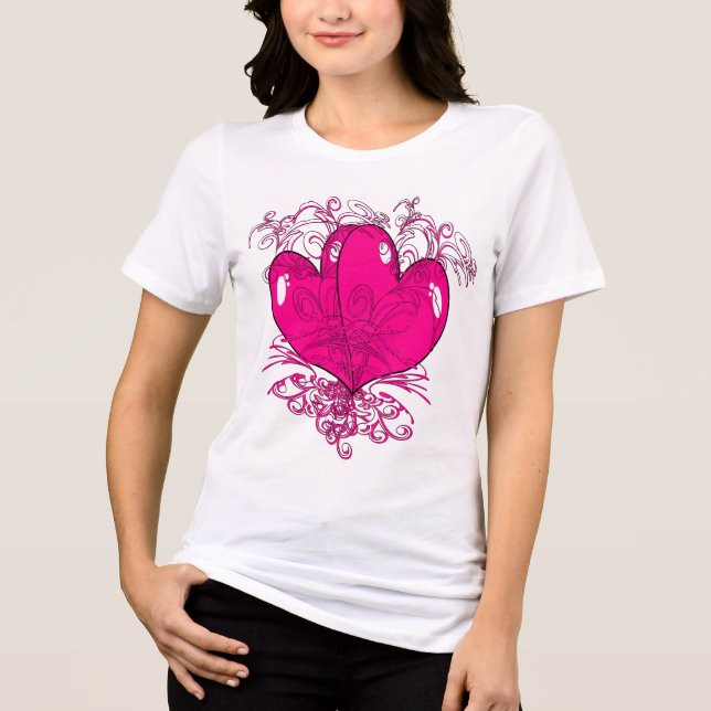 T-shirt Framboesa Rosa Deliciosa Corações Bonitos Tutu Cut (Frente)