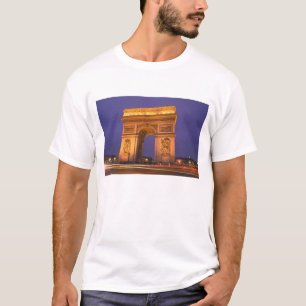 T-shirt França, Paris, Arco do Triunfo ao anoitecer.