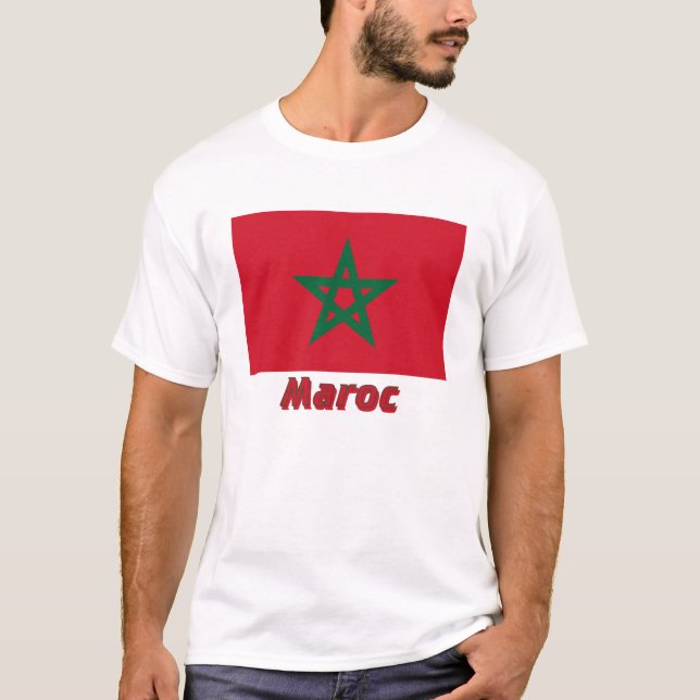 T-shirt Français de Drapeau Maroc avec le nom en (Frente)