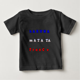 T-shirt fRANCE HAKUNA MATATA AZUL VERMELHO CORES BRANCAS D