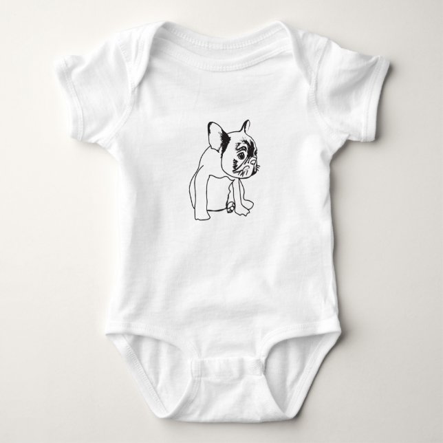 T-shirt Franco Bulldog Puppy Drapy Jersey Bebê (Frente)