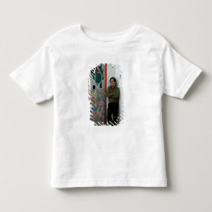 T-shirt Frank Stella ao lado de um de seu trabalha