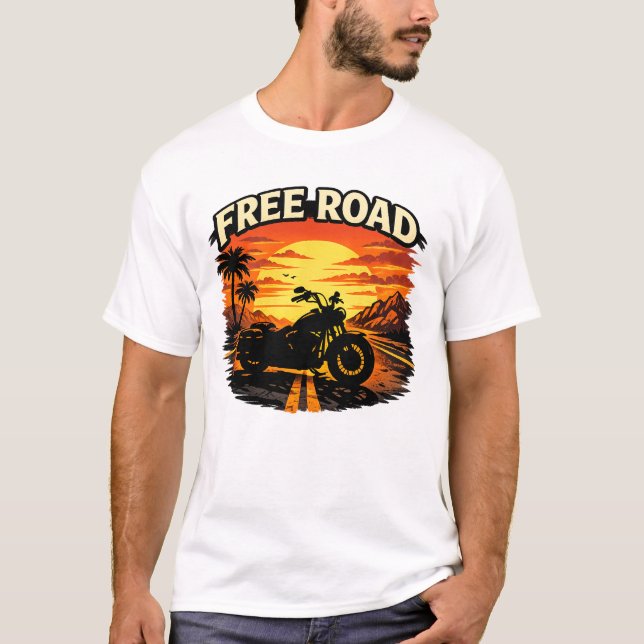 T-shirt Free Road for biker motorcycle (Frente)