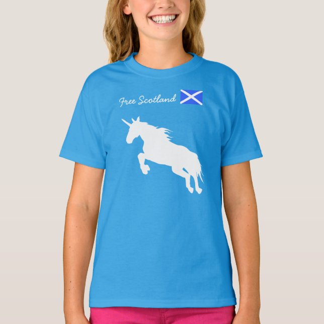 T-shirt Free Scotland Unicorn (Frente)