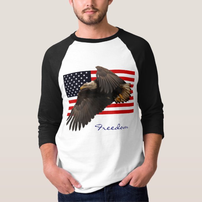 T-shirt FREEDD BALD EAGLE E US FLAG Mens Roupa (Frente)