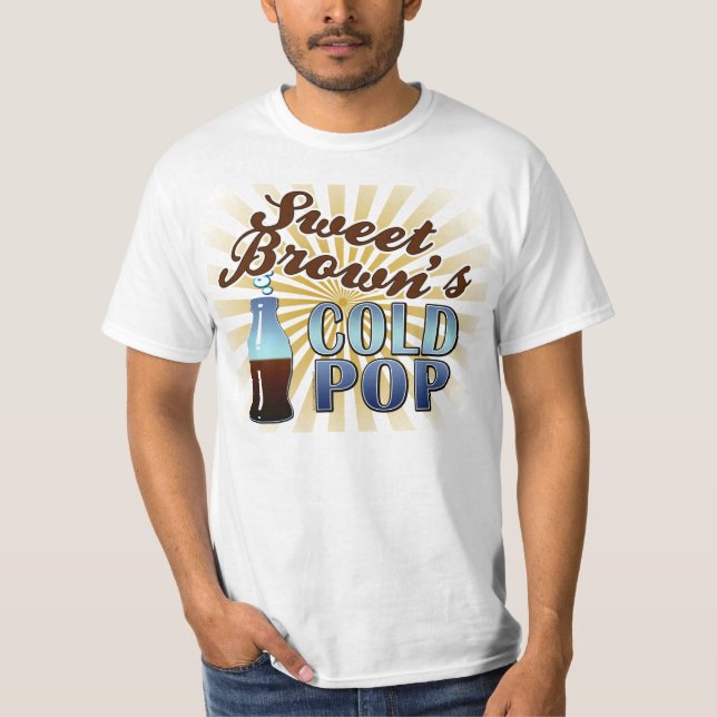 T-shirt frio do pop de Brown doce (Frente)