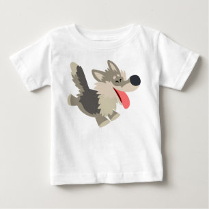 T-shirt Frolicsome bonito do bebê do lobo dos