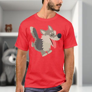 T-shirt Frolicsome bonito do lobo dos desenhos