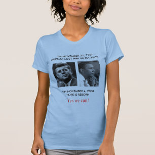 T-shirt FRONT/BACK JFK à peça JFK de OBAMA/"pedem não" 