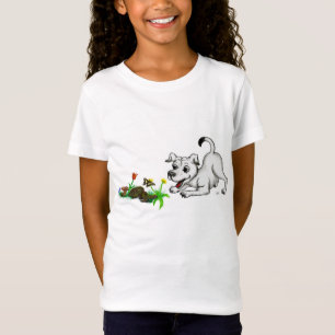 T-shirt Frühlingserwachen, Welpe mit Schmetterling