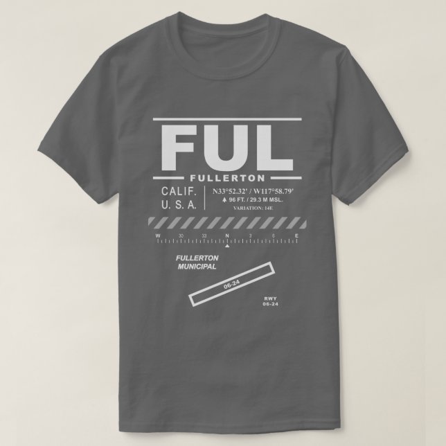 T-shirt Fullerton Aeroporto Municipal FUL T Shirt (Frente do Design)