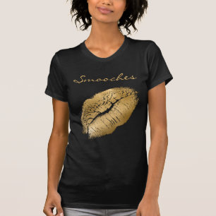 T-shirt Fumaça Lábio Preto e Dourado