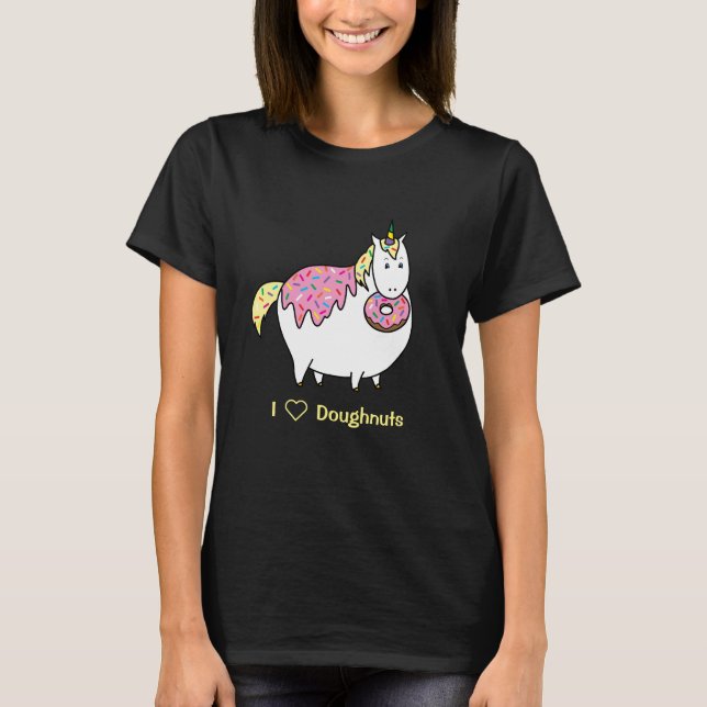 T-shirt Funny Fat Unicorn Comendo Rosca (Frente)