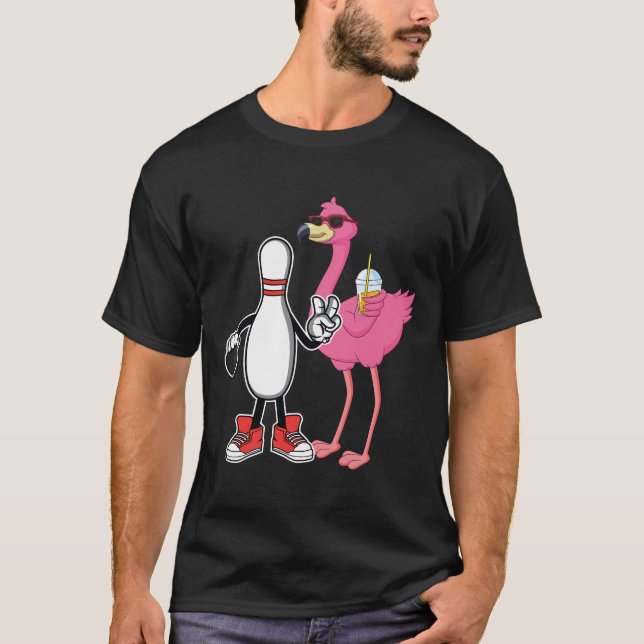 T-Shirt Funny Flamingo Pin de Boliche Bowl Bowler (Frente)