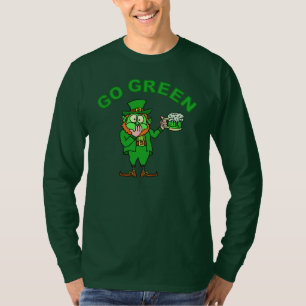 T-shirt Funny Go Green Leprechaun Beer Dia de São Patrício