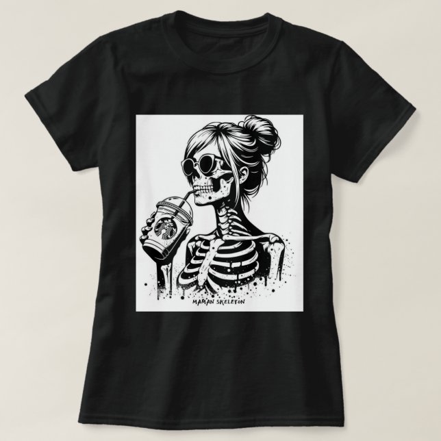 T-SHIRT FUNNY MAMAN SKELETON (Frente do Design)