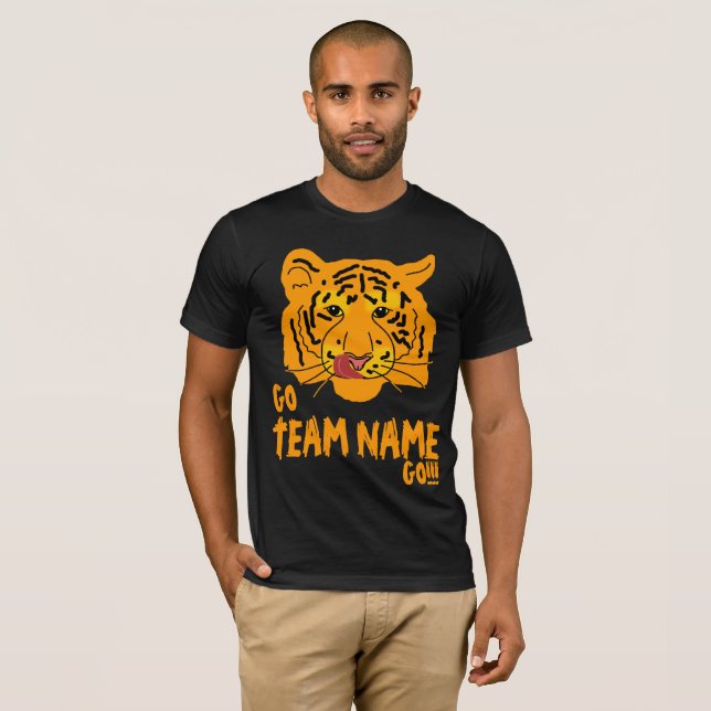 T-shirt Funny Tiger Football Go e Team Name (Frente Completa)