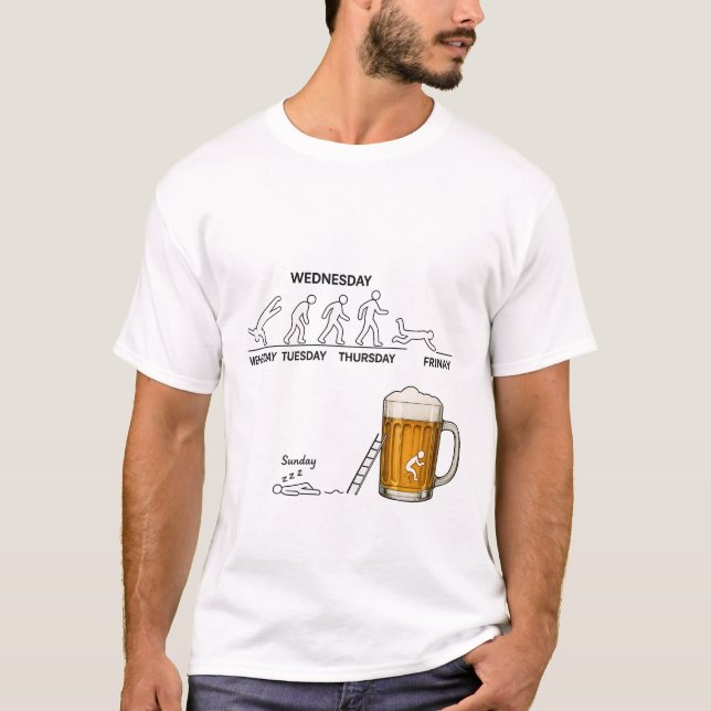 T-Shirt Funny Workweek Evolution Beer (Frente)