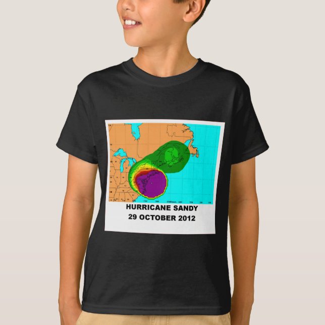 T-shirt Furacão Sandy mapa do 29 de outubro de 2012 (Frente)