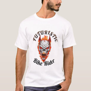T-shirt futurística de motociclista