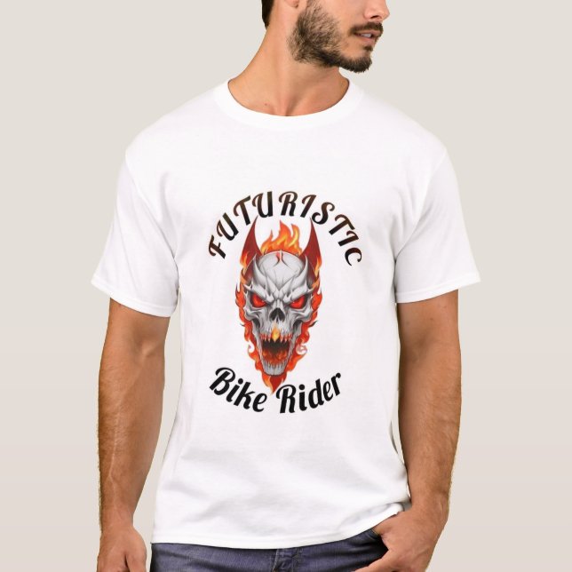 T-shirt futurística de motociclista (Frente)
