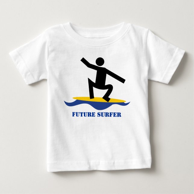 T-shirt Futuro surfista, surfista num costume de surfboard (Frente)