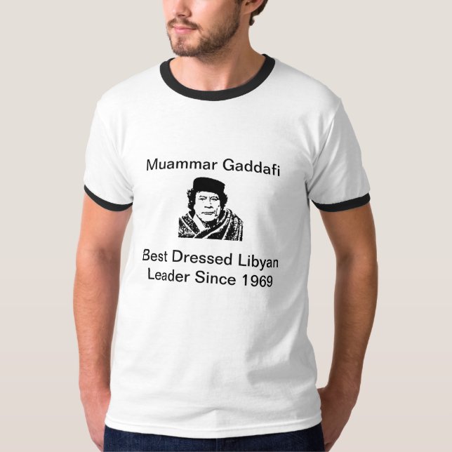 T-shirt Gadafi, Muammar Gaddafi, melhor vestiu o libanês (Frente)