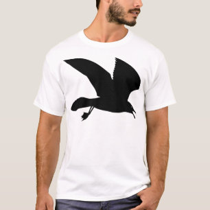T-shirt Gaivota preta que sobe através do ar