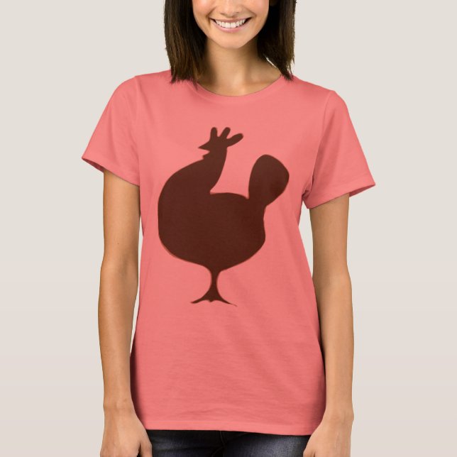 T-shirt Galinha Marrom Retro (Frente)