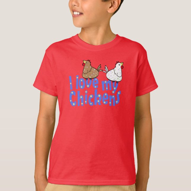 T-shirt Galinhas do amor - ChildrensT-camisa escura (Frente)