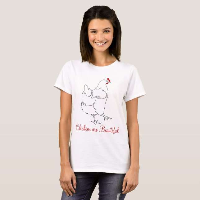 T-shirt Galinhas são lindas artes animais bonitas de desen (Frente Completa)
