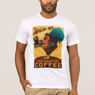T-shirt Galo - Acordar e cheiro ao café