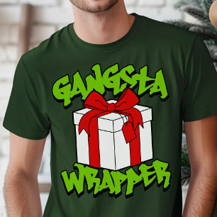T-shirt Gangsta Wrapper Engraçado Natal