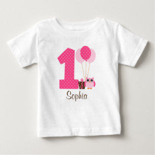 T-shirt Garota Bolinhas de Coruja Marrom rosa