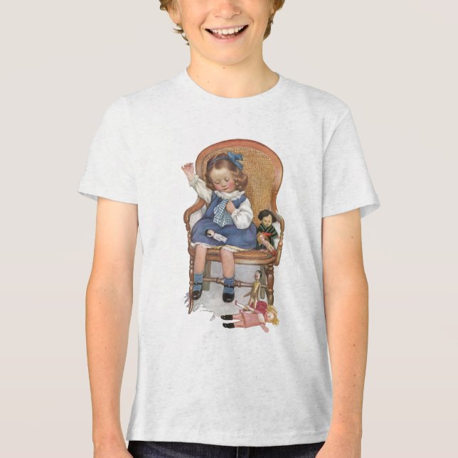 T-shirt Garota Costurando Dollies (Frente)