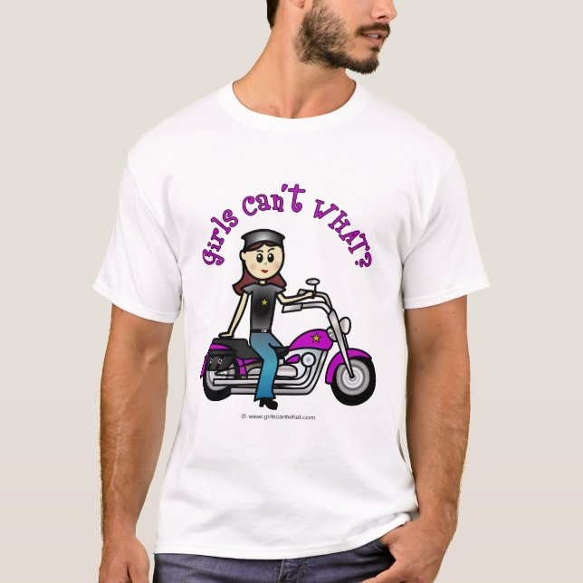 T-shirt Garota de Biker Claro (Frente)