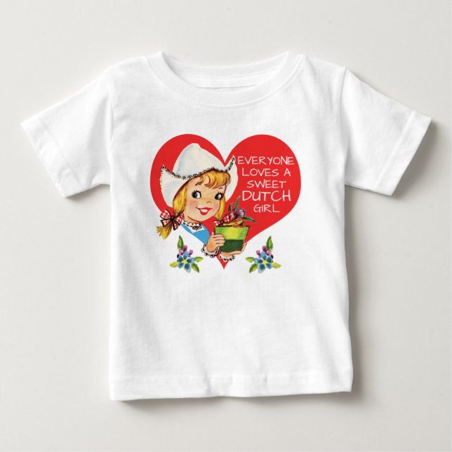 T-shirt Garota Neerlandesa Doce Tulips Meisje & Heart (Frente)