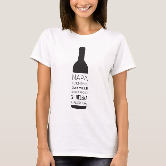 T-shirt Garrafa de vinho das cidades de Napa Valley (Frente)